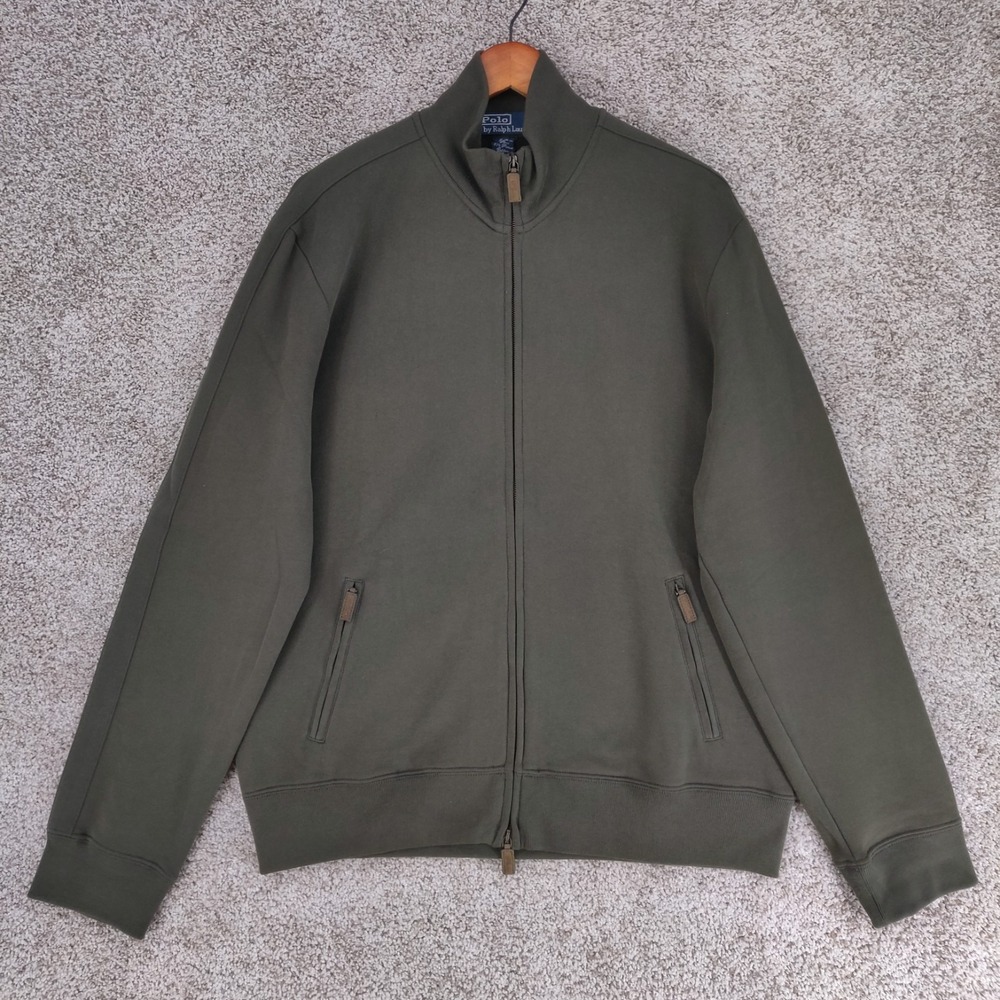 Vintage Polo Ralph Lauren Fleece Sweater Jacket Mens Large Green Full Zip